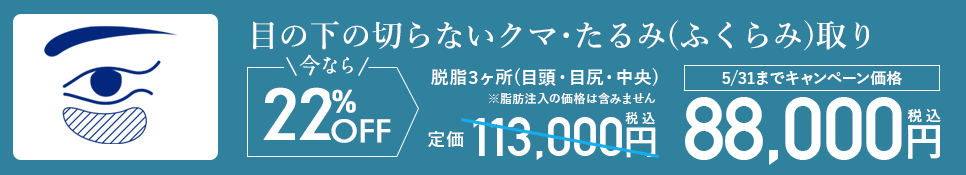 目の下の切らないクマ・たるみ（ふくらみ）取り