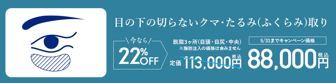 目の下の切らないクマ・たるみ（ふくらみ）取り