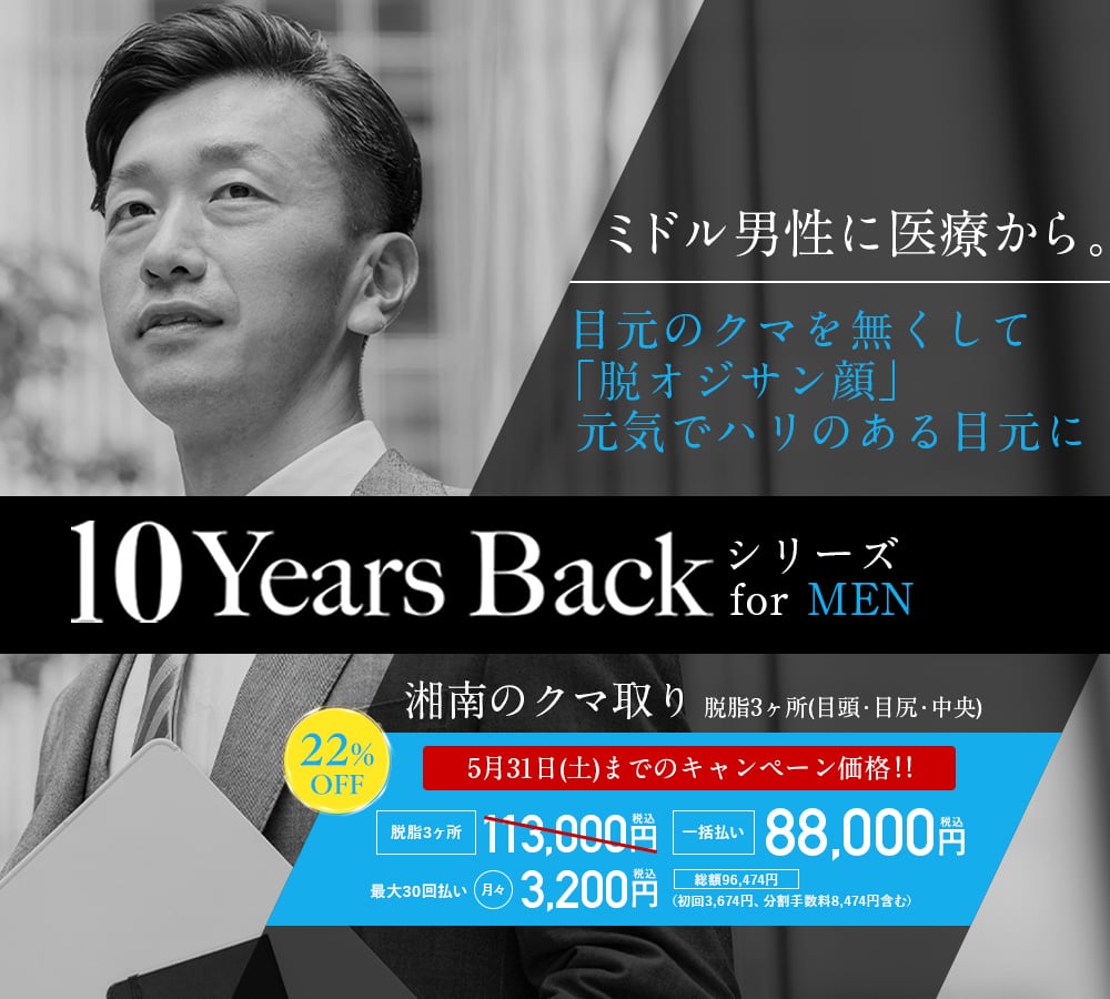 ミドル男性の目の下の切らないクマ・たるみ（ふくらみ）取り